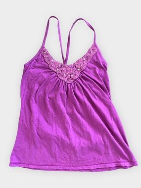 Vintage 2008 American Eagle Babydoll Cami Purple Embellished Y2K Size S